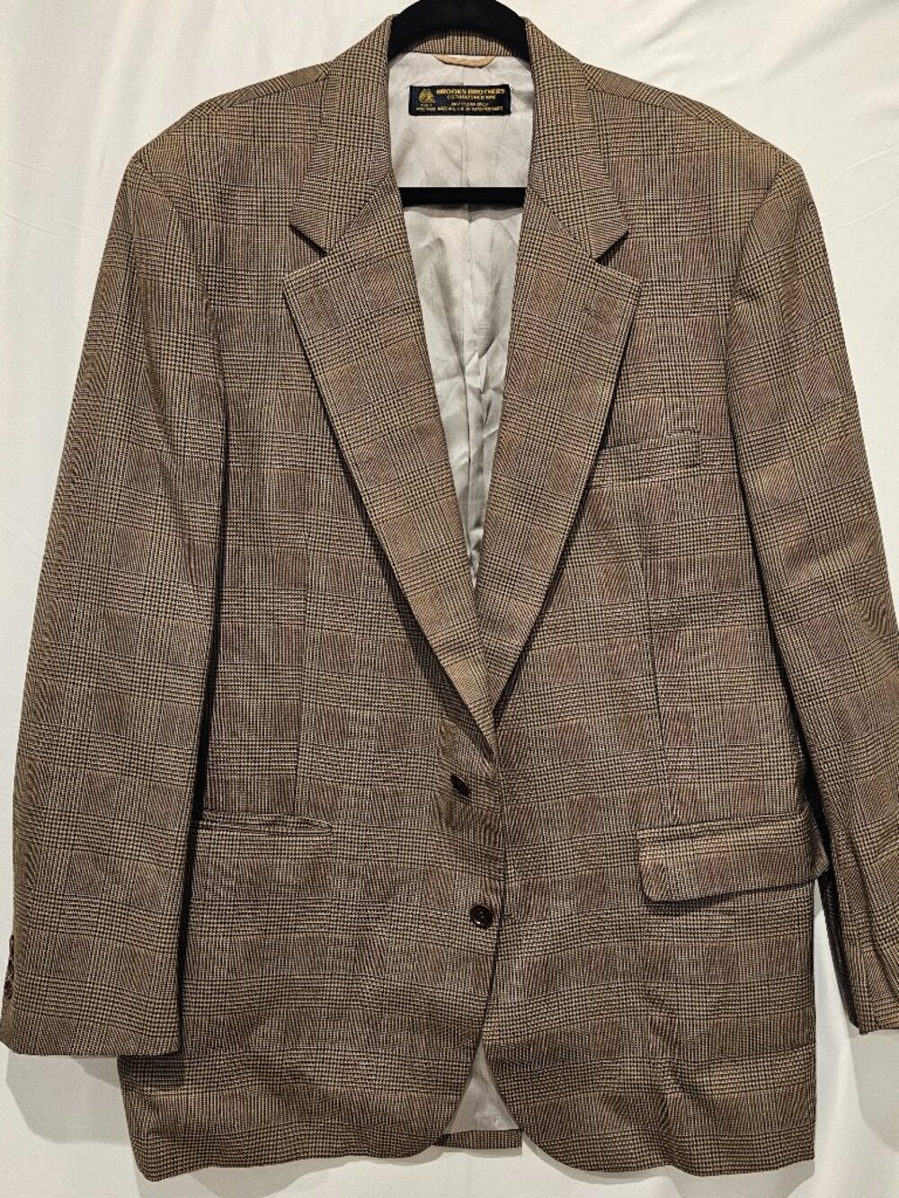 VTG Brooks Brothers Men's 46L 100% Wool Tweed Plaid Sport Coat Blazer